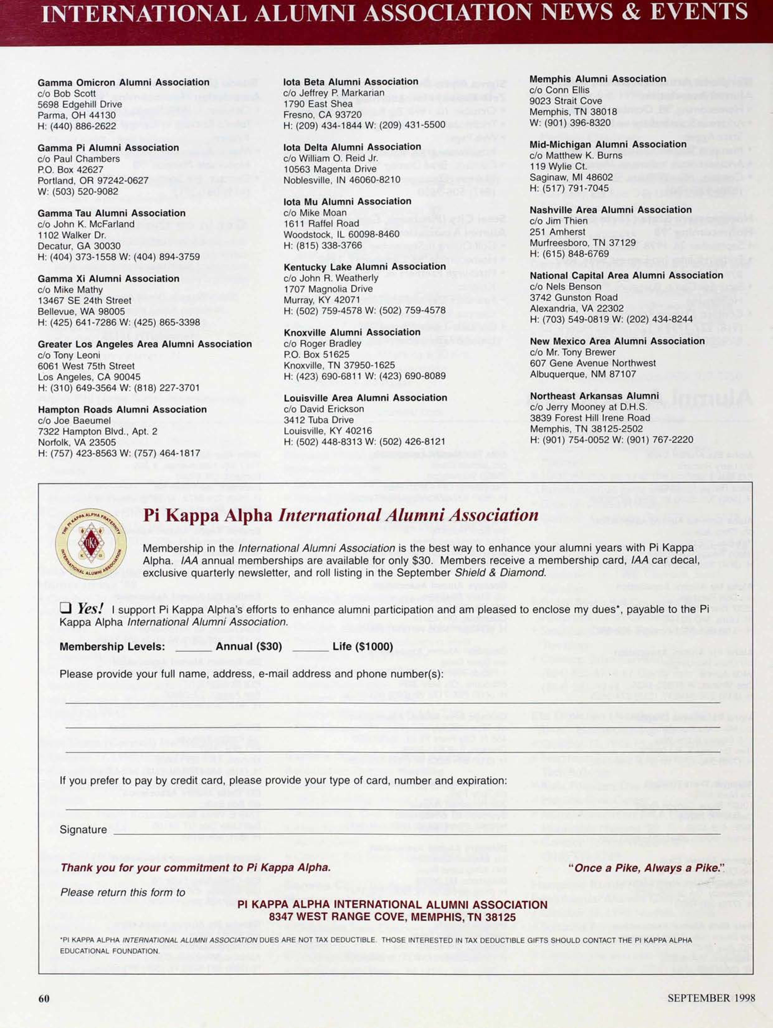Pi Kappa Alpha International Alumni Association Form